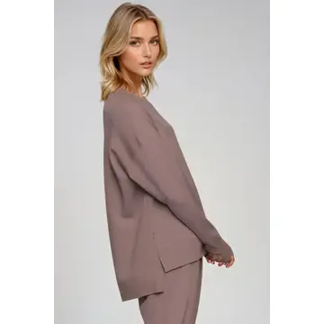 Born Nouli — Supersoft Longline Sweatshirt Taupe — view 3