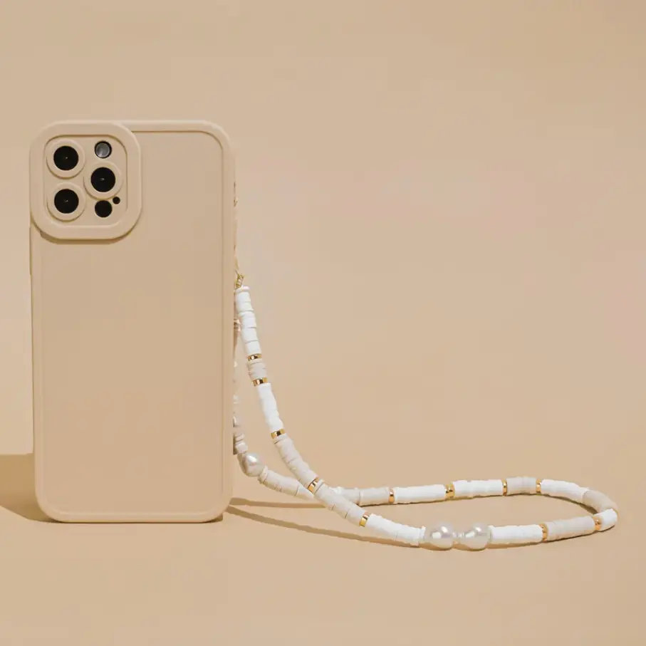 Accessories  — Beaded Phone Strap - Nude & Pearl