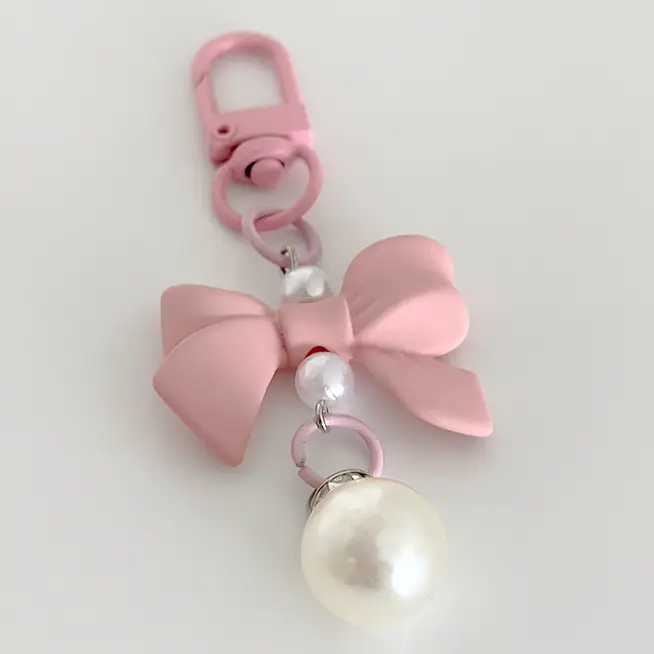 Accessories  — Coquette Bow Keyring - Peach Pink — view 2