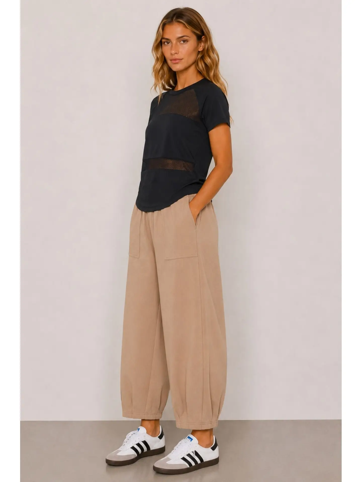 Born Nouli — Sloane Relaxed Barrel Leg Trouser Sand