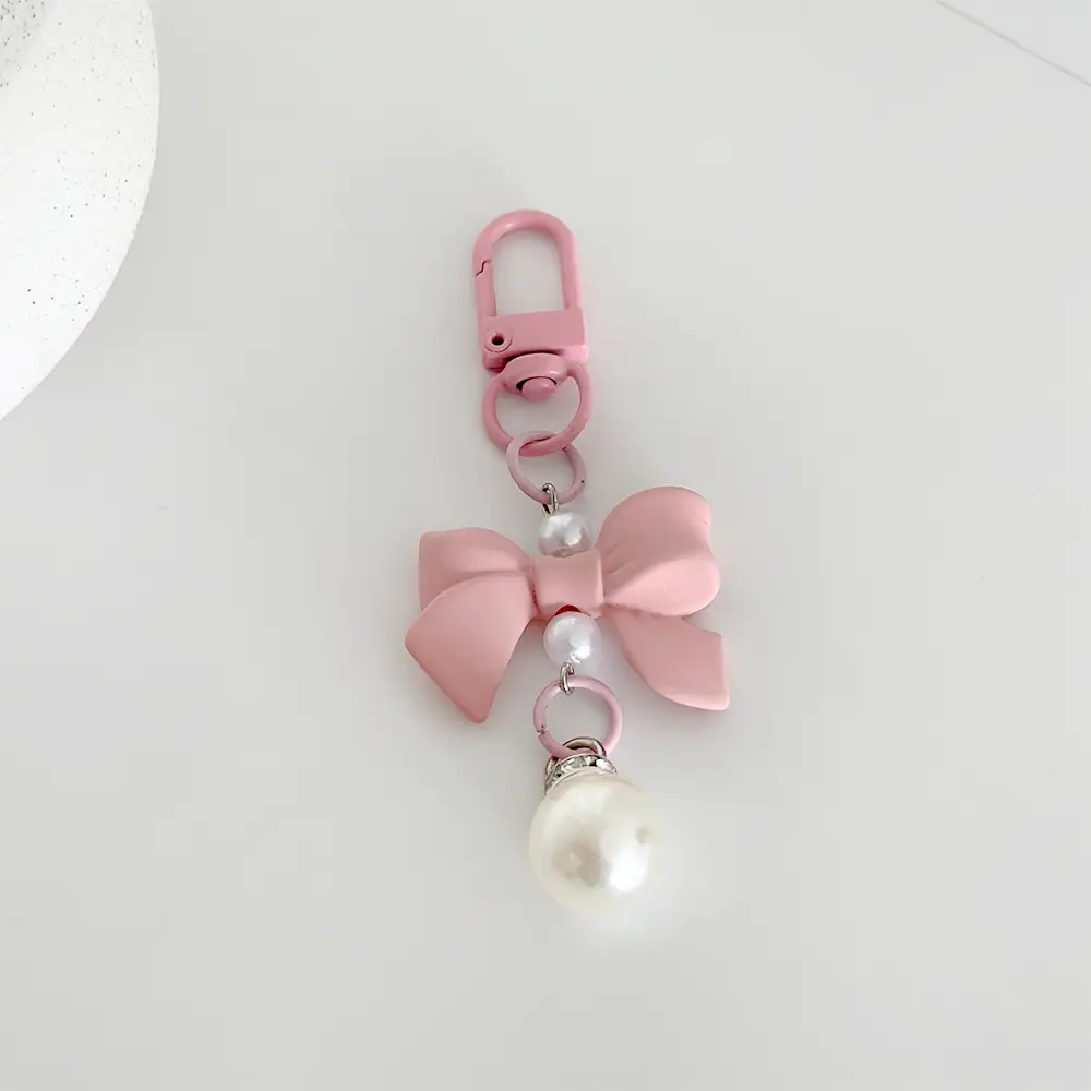 Accessories  — Coquette Bow Keyring - Peach Pink