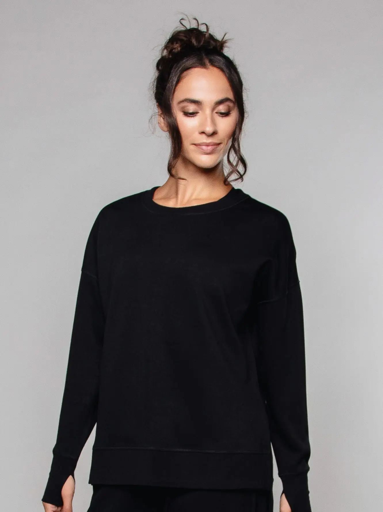 Born Nouli — Supersoft Longline Sweatshirt Black — view 2