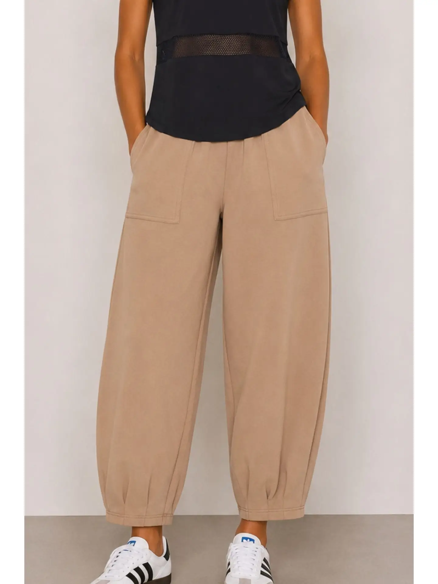 Born Nouli — Sloane Relaxed Barrel Leg Trouser Sand — view 3