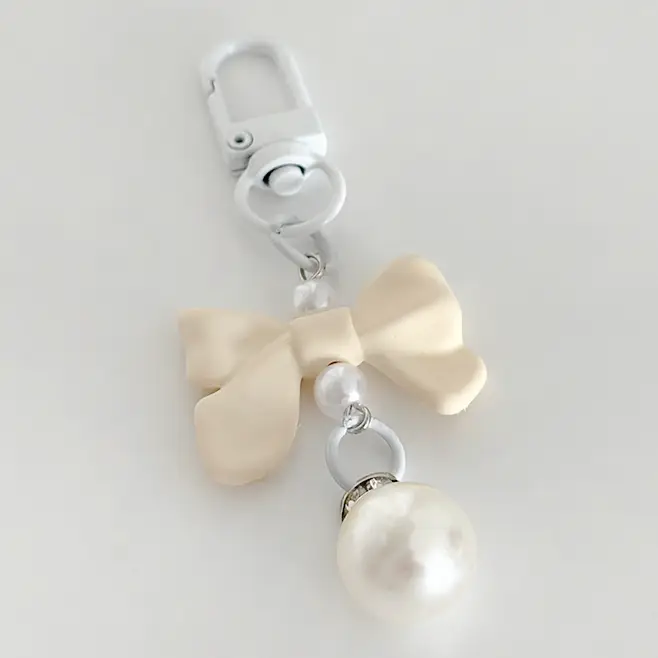 Accessories  — Coquette Bow Keyring - Cream — view 2
