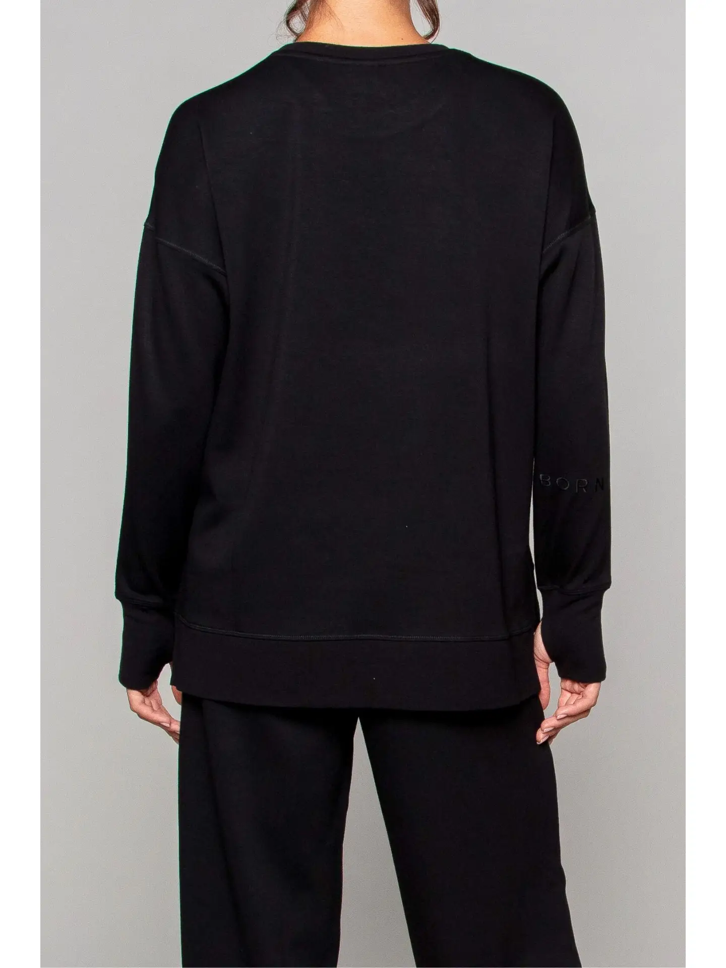 Born Nouli — Supersoft Longline Sweatshirt Black — view 4