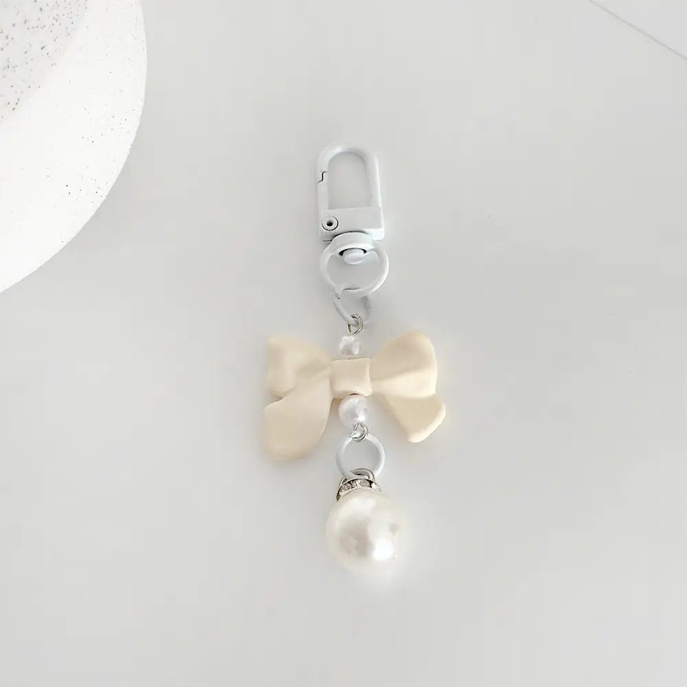 Accessories  — Coquette Bow Keyring - Cream